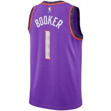 Load image into Gallery viewer, 1-Devin Booker Phoenix Suns 2018-19 Swingman Jersey – City Edition – Purple
