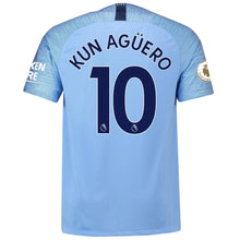 Load image into Gallery viewer, 10-Sergio Aguero Manchester City 2018-19 Home Player Jersey – Blue