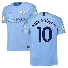 Load image into Gallery viewer, 10-Sergio Aguero Manchester City 2018-19 Home Player Jersey – Blue