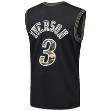 Load image into Gallery viewer, 3-Allen Iverson Philadelphia 76ers  Straight Fire Camo Swingman Jersey – Black
