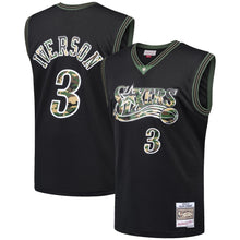 Load image into Gallery viewer, 3-Allen Iverson Philadelphia 76ers  Straight Fire Camo Swingman Jersey – Black
