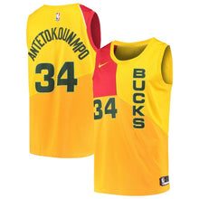Load image into Gallery viewer, 34-Giannis Antetokounmpo Milwaukee Bucks  Swingman Jersey – City Edition – Yellow