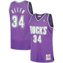 Load image into Gallery viewer, Ray Allen Milwaukee Bucks Mitchell &amp; Ness 2000-01 Hardwood Classics Authentic Jersey - Purple