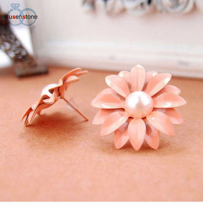 SUSENSTONE Women Lovely Studs Earrings Daisy