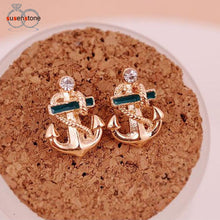 Load image into Gallery viewer, SUSENSTONE Women Fashion Crystal Rhinestone Sailor Anchor Ear