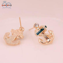 Load image into Gallery viewer, SUSENSTONE Women Fashion Crystal Rhinestone Sailor Anchor Ear