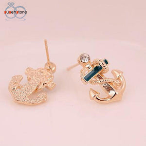 SUSENSTONE Women Fashion Crystal Rhinestone Sailor Anchor Ear