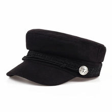 Load image into Gallery viewer, Solid Visor Military Hat Autumn and Winter Vintage wool Patchwork Beret Cap