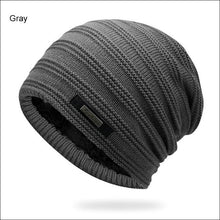 Load image into Gallery viewer, Gray Double-Layer Acrylic Velvet Beanie Hat Winter Warm