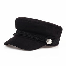 Load image into Gallery viewer, Solid Visor Military Hat Autumn and Winter Vintage wool Patchwork Beret Cap