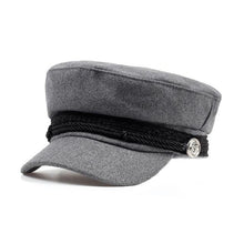 Load image into Gallery viewer, Solid Visor Military Hat Autumn and Winter Vintage wool Patchwork Beret Cap