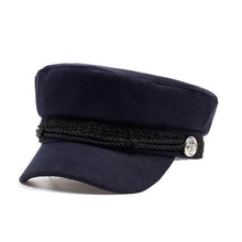 Load image into Gallery viewer, Solid Visor Military Hat Autumn and Winter Vintage wool Patchwork Beret Cap