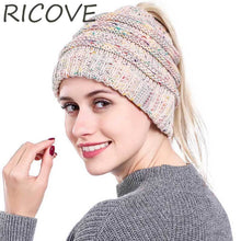 Load image into Gallery viewer, Ponytail Beanie Hat Women Winter Cap Soft Knit Crochet Hats