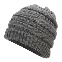 Load image into Gallery viewer, Ponytail Beanie Hat Women Winter Cap Soft Knit Crochet Hats